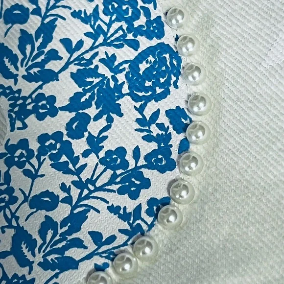 PEACH LOVE CALIFORNIA USA faux pearl accents washed out denim dress S M L - Picture 7 of 7